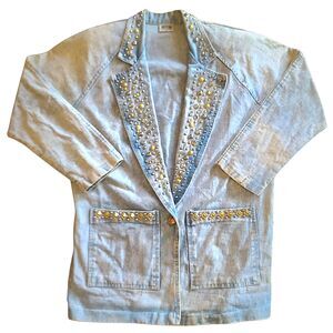 Vintage Womens RIO Inc Denim Studded Jacket 80s 90s Large